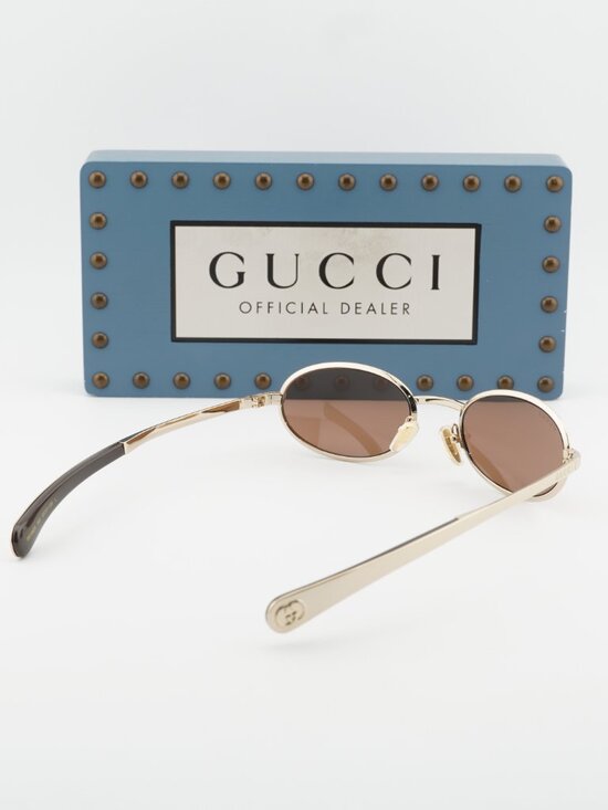 Gucci GG1942S 003 Oval Sunglasses - Gold / Brown main image 6